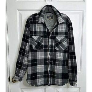 Freedom Foundry Super Plush Shirt Jacket Mens Medium Plaid Faux Sherpa Lined